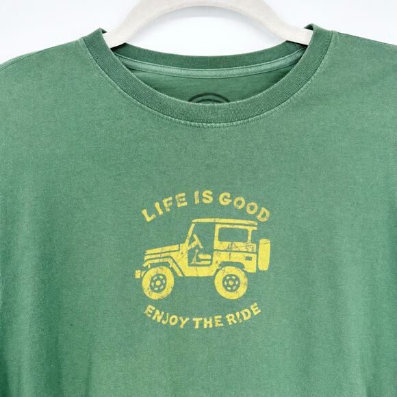 Life is Good Men's Jeep Graphic Green Long Sleeve Shirt Size L - Picture 2 of 6